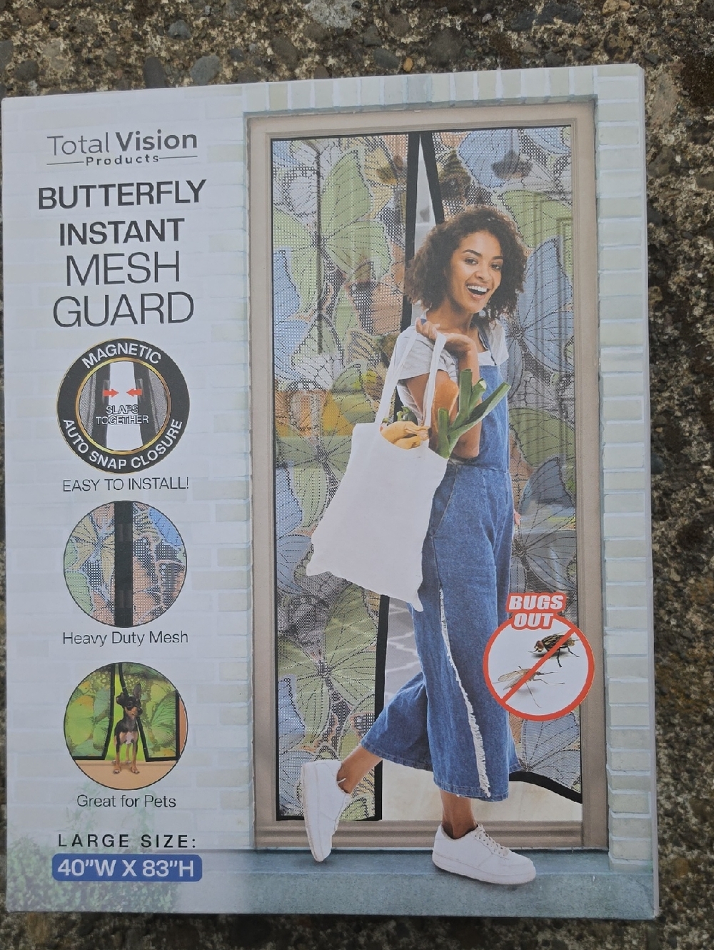 Total Vision Butterfly Instant Mesh Guard - Floral Mesh Door Screen